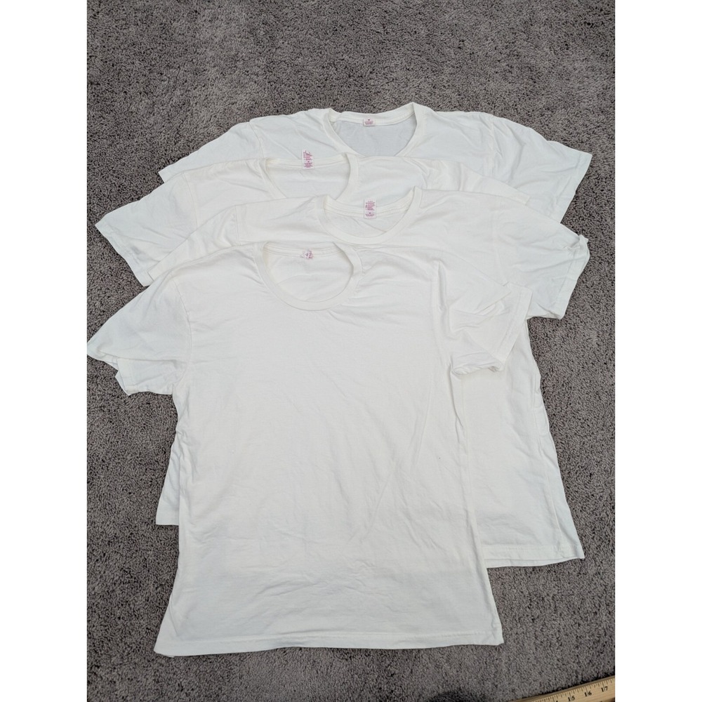 Lot of 4 Anvil T Shirt Men's Large Short Sleeve Preshrunk White